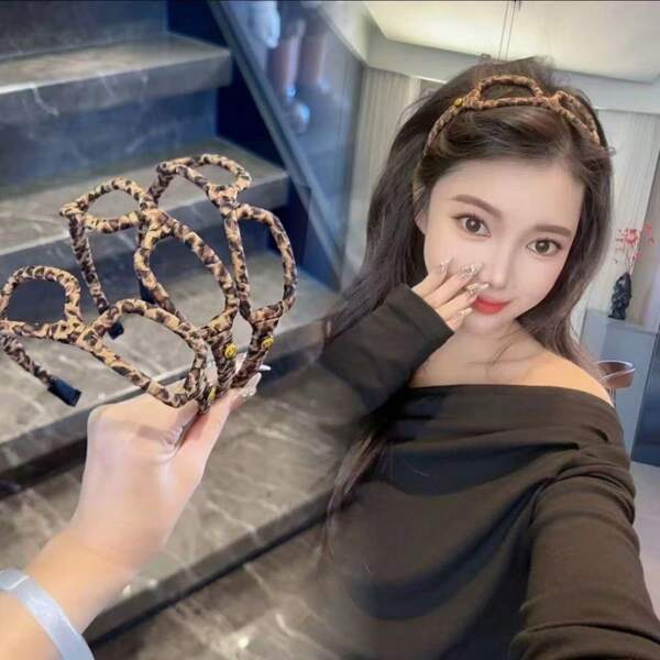 1pc Leopard Print Women's Elegant Headband, Fluffy Daily Wear Hair Bands, Hair Bands, Hair Rings Decorative Headbands - Suitable For Gift Giving And Daily Wear