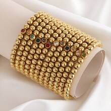 1pc Stretch Stainless Steel Bracelets Gold Sliver Color 2MM 5MM 8MM Stacked Ball Beaded Bracelet For Women Men Jewelry