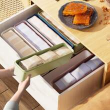 1pc Multifunctional Large Capacity Plastic Sock Storage Box, Convenient And Practical, Simple Style, Rectangular Shape, Solid Color Details, Suitable For Organizing Clothes, Socks And Other Small Items, Drawer Type Storage Basket, Applicable For Daily Home Clothes Organization