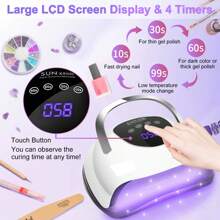 LED UV Lamps For Gel Nails, 220W UV Nail Lamp, Professional Faster UV Nail Dryer With 4 Timers, Touch Screen, Automatic Sensor, Portable Handle Nail Art Light Tools For Curing Gel Nail Polish