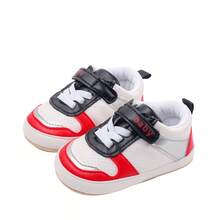 Baby Sneakers Contrast Color Sequins Shoelace Soft Sole Non-Slip Infant First Walking Shoes For Spring  Fall - Red - View 5