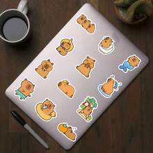 100pcs Cute Capybara Doodle Stickers, Capybara Themed Stickers, Capybara Merchandise, Adorable Stickers, Animal Stickers, Fun Stickers, Capybara Gifts, Capybara Models, Waterproof Vinyl Stickers, Stylish Laptop Sticker Set, Skateboard Stickers, Water Bottle Stickers, Notebook Stickers - Multicolor - View 6