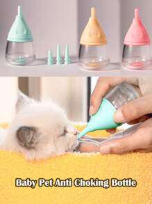 Kitten Puppy Bottles For Nursing Puppy Milk, Anti-Choking Puppy Feeder Design,With 3pcs Replaceable And Reusable Silicone Nipples For Feeding Newborn Pets,Artificial Feeding Of Newborn Pets.
