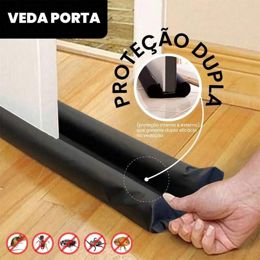 Protetor Veda Porta Duplo 80CM Contra Insetos e Poeira - Multicolorido - Visão 1
