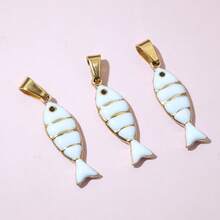 2pcs 28x7mm Stainless Steel Enamel Fish Charms Pendant With Pinch Clasp DIY Necklace Jewelry Making Accessories Findings - Fish - View 5