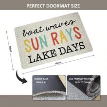 Summer Boat Waves Sun Rays Door Mat, Decorative Indoor Outdoor Patio Entry Front Door Mat, Lake Welcome Mat Decor, Lake House Gifts For Women, Nylon Back To School