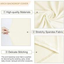 2025Hot SaleBeige Spandex Arch Cover Set Of 2 Arch Covers Stretchy Backdrop Chiara Wall Arch Stand Cover 6FT.2FT Round Top Backdrop Cover Arched Stand Wedding Covering Balloon Party Ornaments - 象牙 - 查看 4