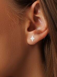 Un único pendiente de una pieza de pendientes de plata de ley 925 con tornillo, pendientes de cartílago, pendientes de perforación del hueso de la oreja, pendientes de un único perno, joyería regalo para mujeres, pendientes de botón de plata