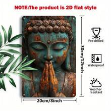 Papan Logam Bergaya Vintage Terinspirasi Buddha - Mudah Dipasang, Hiasan Dinding Besi Tahan Lama untuk Rumah, Kafe, Garasi & Dekorasi Luar Ruangan, Ukuran 8x12 Inci - MultiWarna - View 3