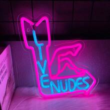 Let's /Adults Only/It's A Vibe/Live Nudes Neon Sign,Vibrant Lady Neon Sign For Wall Decor Letter LED Lights, For Bedroom, Dormitory, Bar, Man Cave, Birthday, Wedding, Parties, Home Decor, Girls Room, USB Power Supply Can Be Reused, Comes With Accessories, Easy To Install.