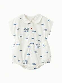 mini bala Navy Style Baby Romper – Skin-Friendly Fabric – Summer New Design - White and Blue - View 4