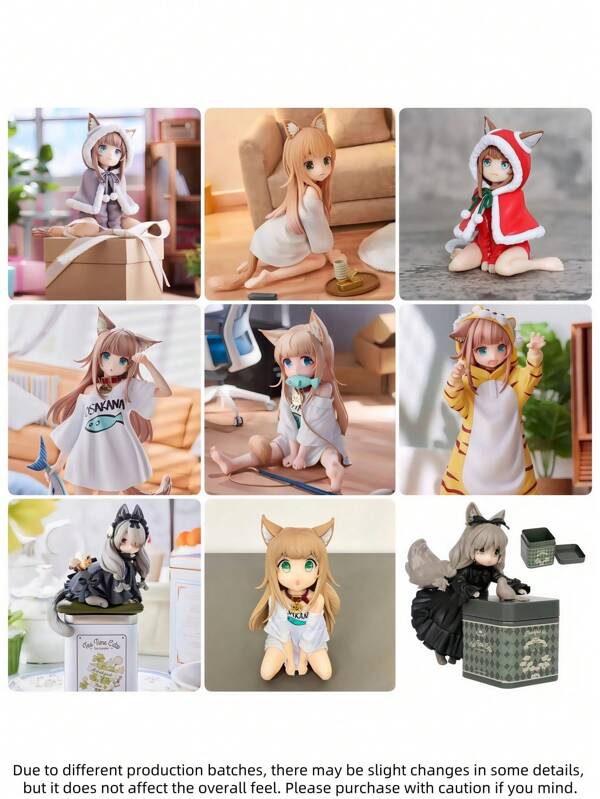 "My Cat Girl Is A Cute Girl" Figure Smartphone Stand With Interchangeable Face Parts - Anime Character PC Case/Car Mount/Desk Deco Oshikatsu Goods Cute Interior Cosplay Accessories Moe Goods (Anime Phone Stand/Otaku Deco/Funny Face Art)