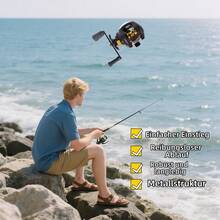 Nuovo mulinello da pesca 2025, mulinello da pesca con canna da mare, completamente in metallo, nero, speciale lenza antideflagrante, mulinello anteriore, attrezzatura da pesca, esca, mulinello a goccia d'acqua