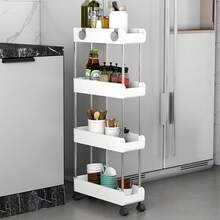 3/4-Tier Kitchen Storage Cart - Space-Saving Narrow Rolling Storage Rack With Hooks, 360° Swivel Wheels, Slim Sliding Shelves, Suitable For Home, Bathroom, Living Room, Office And Apartment Multi-Function Rolling Cart - Multicolor - View 3