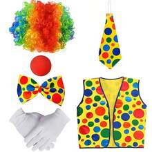 Halloween Clown Cosplay Adult Performance Set Costume Clown Suit Cosplay Wig Set - Multicolor - View 7