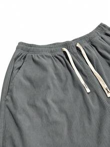 Men's Casual Corduroy Pants, Solid Color With Drawstring Pockets, Breathable And Comfortable, Suitable For Daily Activities, New Spring/Autumn Series - Grey - View 5