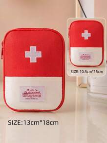 1pc Portable Medicine Bag, Cute Mini First Aid Kit, Medical Emergency Kits, Organizer Outdoor Household Medicine Pill Storage Bag, Empty First Aid Kit, Mini Portable Medical Kit First Aid Bag, Outdoor Camping Family Survival First Aid Kit, Cross Pattern First Aid Kit, Suitable For Car Bike Marathon Running Outdoor Camping Hiking Emergency