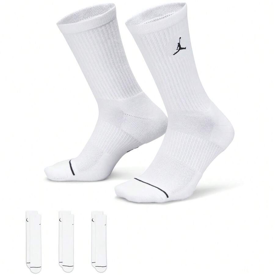 Jordan 3 Pairs Unisex UJ Everyday Cushioned Crew Socks DX9632-100 - White - View 1