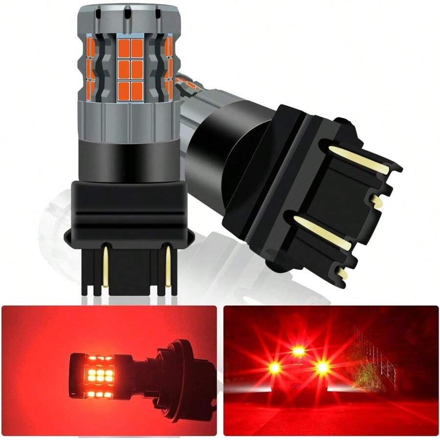 2Pcs 3157 T25 P27 7W LED Bulb Red 4157 3057 3157A 3457 4057 CANBUS ...