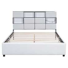 Upholstered Bed Flat Bed 140/160*200cm With LED Lighting And USB Charging Station, Functional Storage Bed With Headboard Storage Compartments (Without Mattress) - Beige