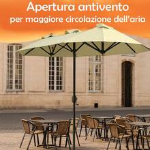 Bakaji Ombrellone Doppio da Patio Rettangolare con Sistema di Apertura e Chiusura Manovella, 3 Tettucci Poliestere Anti UV e Impermeabile, Ideale per Giardino, Esterno, Bistrot, Bar - Beige - Visualizzare 3