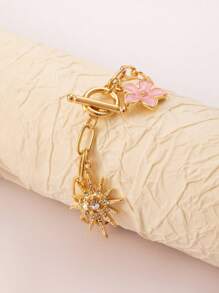1 pieza Brazalete con broche en forma de estrella de mar u ostra, serie de océano en color dorado impreso en 3D, de moda para mujeres, para usar en verano de manera casual