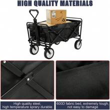 Folding Wagon Cart Garden Cart Utility Grocery Wagon Heavy Duty Beach Wagon Cart