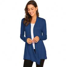 Newchoice Womens Casual Lightweight Long Sleeve Cardigan Soft Drape Open Front Fall Dusters (S-3XL) - Biru - View 2