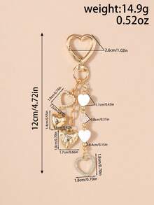 1pc Creative Faux Pearl Tassel Hollow Heart Key Chain, Everyday Accessory Car Accessories Bag Charm Backpack For School - Multicolor - View 2