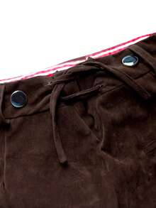 Deutsche Oktoberfest Latzhose Herren, Münchner Bierfest Bayrische Lederhosen Shorts - Schokoladenbraun - Übersicht 8