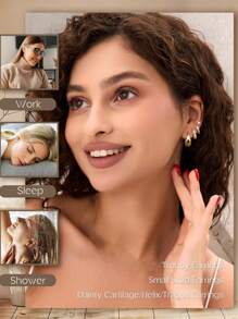IRONBOX 4 perechi cercei mici din aur pentru femei, hipoalergenici, placați cu aur de 14K, seturi de cercei groși pentru piercing-uri multiple, cercei delicați, set de bijuterii drăguțe din argint pentru cartilaj, cadouri