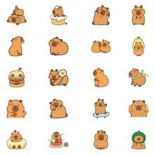 100pcs Cute Capybara Doodle Stickers, Capybara Themed Stickers, Capybara Merchandise, Adorable Stickers, Animal Stickers, Fun Stickers, Capybara Gifts, Capybara Models, Waterproof Vinyl Stickers, Stylish Laptop Sticker Set, Skateboard Stickers, Water Bottle Stickers, Notebook Stickers - Multicolor - View 5