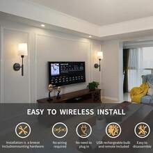 Wireless Wall Light With Remote Control, No Wiring Needed Rechargeable 2000mAh Battery Powered LED Wall Lamp, Dimmable, For Picture Lighting, Vanity Mirror, Bedroom, Living Room