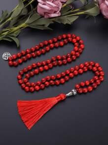 Bohemien Stil Perlenkette 8mm rote Türkisperlen 108 Perlen Mala Kette für Frauen Männer Meditation Gebet Schmuck