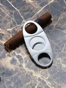1pc Stainless Steel Cigar Cutter, Cuban Cigar Scissors With Dual Circle Design, Smoking Accessories - Silver - View 4