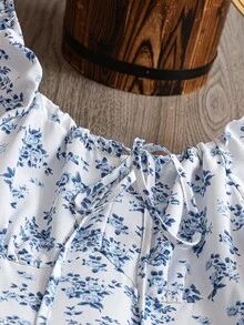 Women's Ditsy Floral Open Back Split Front Dress - Multicolor - View 4