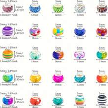 10/30/50/100/200/300 件混色灯工隔珠，大孔欧式珠子，适合 DIY 仙女棒、花园珠、钥匙扣、项链、手链首饰制作 - 彩色 - 查看 11