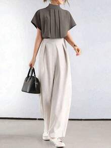 A Popular Item. Ladies Suit. Two-Piece With T-Shirt And Pants. Casual Suit. Elegant For Commuting. Fashionable. - Mixed Colors - View 1