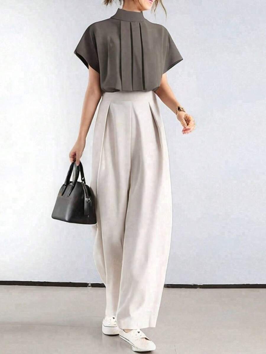 A Popular Item. Ladies Suit. Two-Piece With T-Shirt And Pants. Casual Suit. Elegant For Commuting. Fashionable. - Mixed Colors - View 1