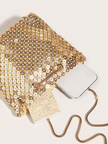迷人闪光、亮片、奢华、闪亮迷你时尚装饰女士晚宴单肩包，适合少女、女大学生、新秀和白领工作者，非常适合办公室、工作、商务、通勤、旅行、郊游、派对、婚礼、舞会 - 金色 - 查看 7