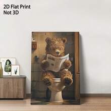1 Pc Canvas Painting,2D Flat Print, Not 3D, Teddy Bear, Toilet, Newspaper,Wood Framed Painting (1) Thickness 2.5 Cm/ 1 Inch-Home Decoration For All Occasions,Ideal New Year, Valentine's Day,Thanksgiving,Easter,Christmas Gift,Room Decoration Aesthetic,Wall Decoration Art,Perfect Gift,Autumn And Winter Wall Decoration,Living Room Decoration, Bedroom Decoration, Kitchen Decoration, Entry Decoration, Bathroom Decoration, Direct Wall Painting, High Quality Wall Painting Poster,Modern Home Decoration Stretched And Framed Ready To Hang - Multicolor - View 10