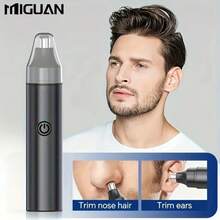 Electric Nose Hair Trimmer, Professional Painless Nose And Ear Hair Trimmer For Men And Women, Stainless Steel Blades, Dual Edge Blades, Quiet And Efficient, Easy To Clean, 500mAh Battery Capacity - Black - View 3