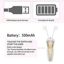 1件 USB充電式電動女性面部除毛器 - 無痛面部修剪器適用於下巴、嘴唇、手臂、腿部，500mAh鋰電池，柔軟光滑，理想的節日禮物，親膚，輕巧便攜，乾濕兩用，送女友禮物 - 金色 - 查看 9