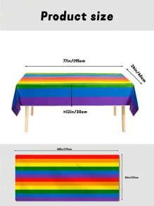 1pc/2pcs Rainbow Pattern Disposable Square Plastic Tablecloth, Waterproof & Oilproof, Suitable For Events, Gatherings, Parties