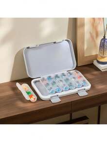 1 件旅行友好型 21 格药丸收纳盒 - 紧凑型药品和补品收纳盒 - 彩色 - 查看 6