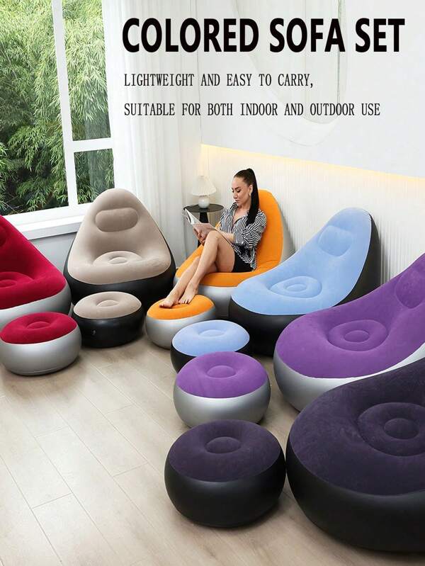 1 pieza Sofá inflable, Silla de camping inflable, Sofá perezoso inflable, Silla inflable, Silla inflable plegable y portátil, Adecuado para sala de estar, dormitorio, sala de lectura, dormitorio, balcón, camping al aire libre, fácil de almacenar y transportar, ocio y entretenimiento, dormitorio