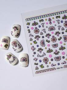 1 pezzo Adesivi per unghie 5D a rilievo con fiori di loto a effetto sfumato, decorazioni adesive per unghie, sticker per manicure fai-da-te