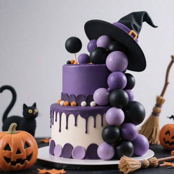 24pcs/Set Halloween Series Cake Ball Decorations, Foam Ball Cake Decor, Spherical Cake Topper Decorations