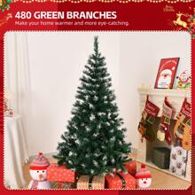 4 FT Künstlicher Schneebedeckter Weihnachtsbaum, unbeleuchteter Weihnachtskiefer mit 300 Astspitzen und stabilem Metallständer für Büro, Zuhause, Geschäft, Party, Feiertagsdekoration, grün & schneebedeckt