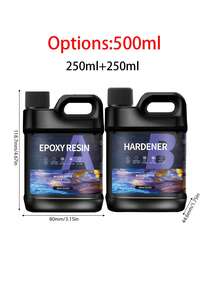 500ml/1000ml 高清环氧树脂AB胶套装 耐黄变 快速固化 低收缩 适用于铸造涂层 艺术DIY工艺珠宝木桌 水晶透明环氧树脂套装